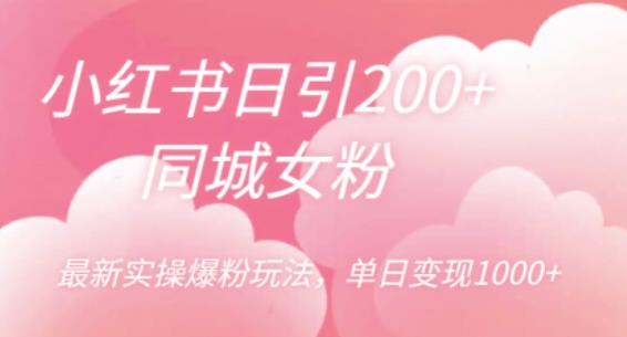 小红书日引200+同城女粉，最新实操爆粉玩法，单日变现1000+【揭秘】-云帆学社