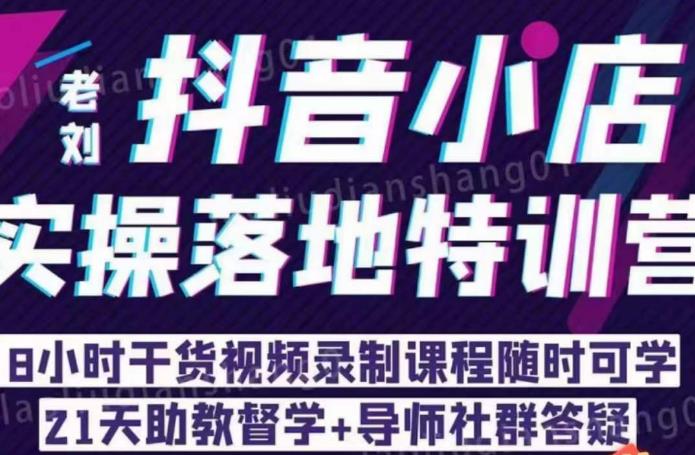 老刘·抖店商品卡流量，​抖音小店实操落地特训营，8小时干货视频录制课程随时可学-云帆学社