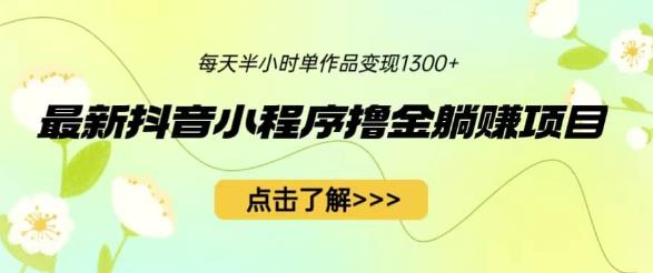 最新抖音小程序撸金躺赚项目，一部手机每天半小时，单个作品变现1300+【揭秘】-云帆学社