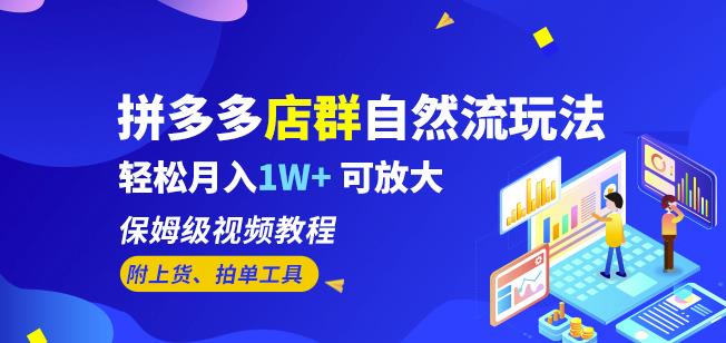 拼多多店群自然流玩法，轻松月入1W+保姆级视频教程（附上货、拍单工具）-云帆学社