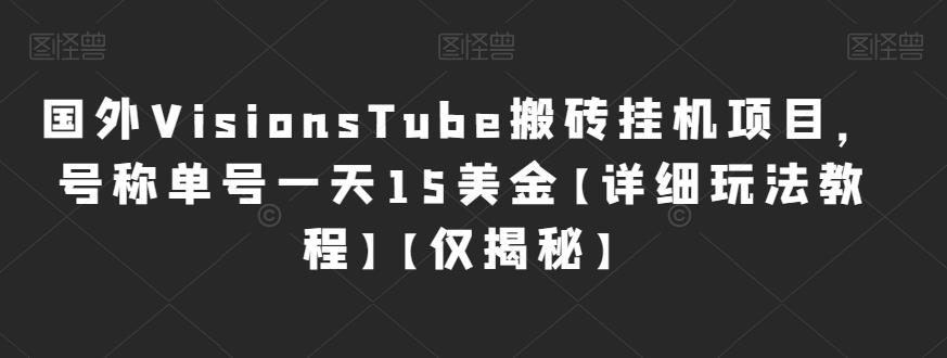 国外VisionsTube搬砖挂机项目，号称单号一天15美金【详细玩法教程】【仅揭秘】-云帆学社