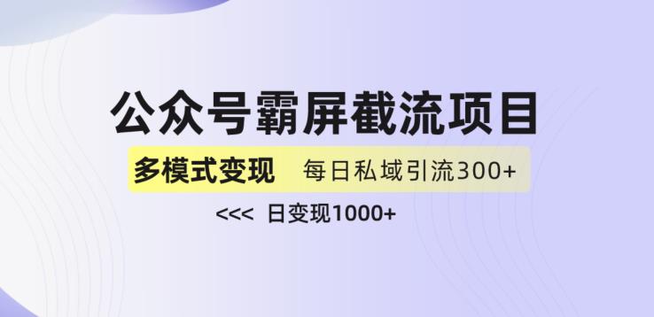 公众号霸屏截流项目+私域多渠道变现玩法，全网首发，日入1000+【揭秘】-云帆学社