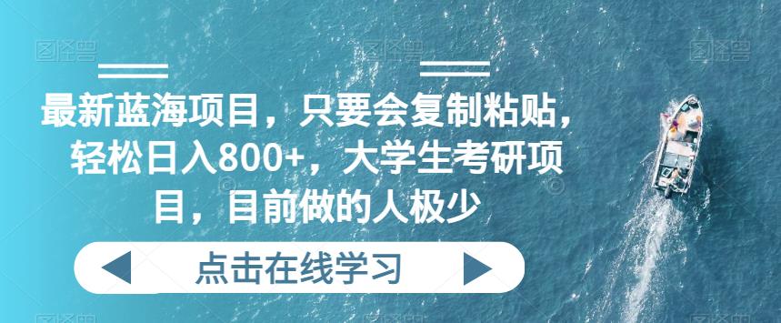 最新蓝海项目，只要会复制粘贴，轻松日入800+，大学生考研项目，目前做的人极少-云帆学社