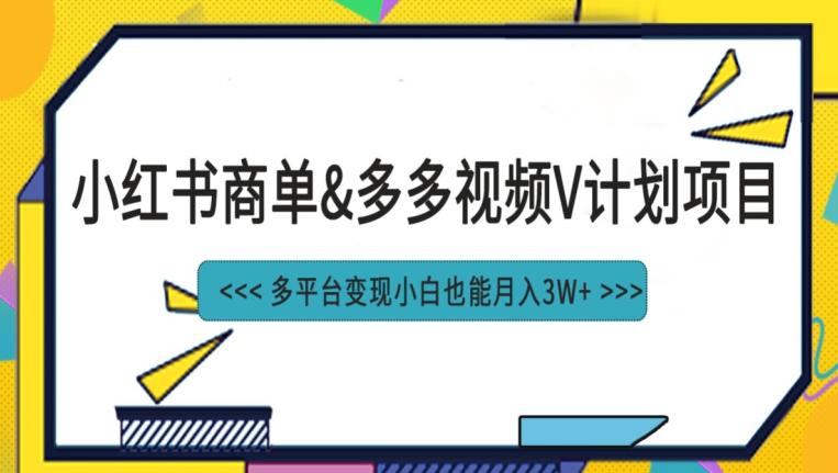 小红书商单最新升级玩法结合多多视频v计划多平台变现-云帆学社