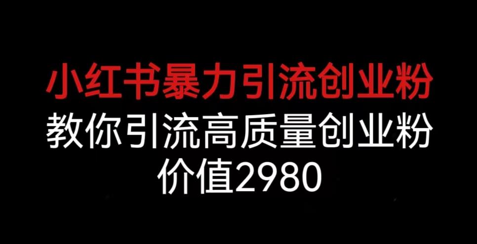 小红书暴力引流创业粉，教你引流高质量创业粉，价值2980【揭秘】-云帆学社