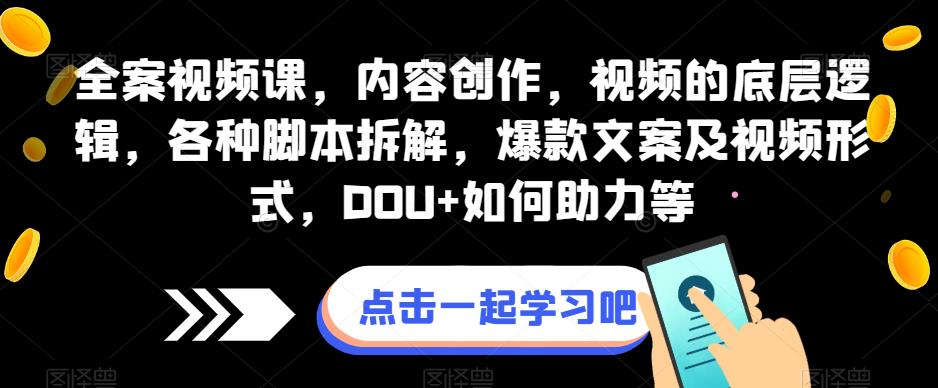 全案视频课，内容创作，视频的底层逻辑，各种脚本拆解，爆款文案及视频形式，DOU+如何助力等-云帆学社