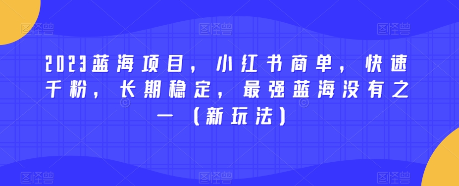 2023蓝海项目，小红书商单，快速千粉，长期稳定，最强蓝海没有之一（新玩法）-云帆学社