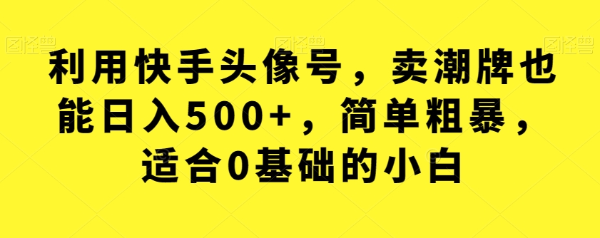 利用快手头像号，卖潮牌也能日入500+，简单粗暴，适合0基础的小白【揭秘】-云帆学社