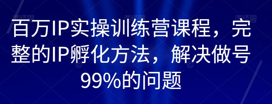 百万IP实操训练营课程，完整的IP孵化方法，解决做号99%的问题-云帆学社