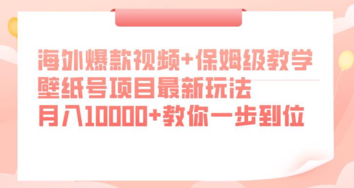 海外爆款视频+保姆级教学，壁纸号项目最新玩法，月入10000+教你一步到位【揭秘】-云帆学社