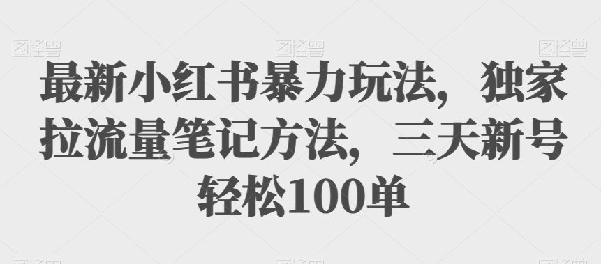 最新小红书暴力玩法，独家拉流量笔记方法，三天新号轻松100单【揭秘】-云帆学社