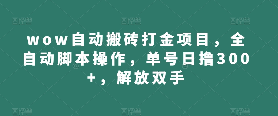 wow自动搬砖打金项目，全自动脚本操作，单号日撸300+，解放双手【揭秘】-云帆学社