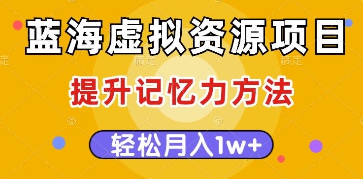 蓝海虚拟资源项目，提升记忆力方法，多种变现方式，轻松月入1w+【揭秘】-云帆学社