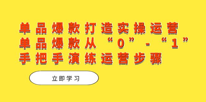 （7488期）单品爆款打造实操运营，单品爆款从“0”-“1”手把手演练运营步骤[db:副标题]-云帆学社