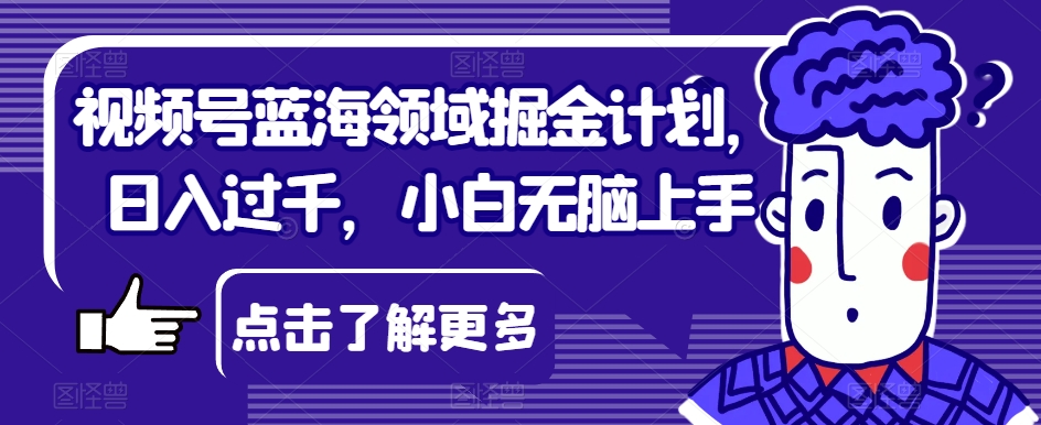 视频号蓝海领域掘金计划，日入过千，小白无脑上手【揭秘】-云帆学社