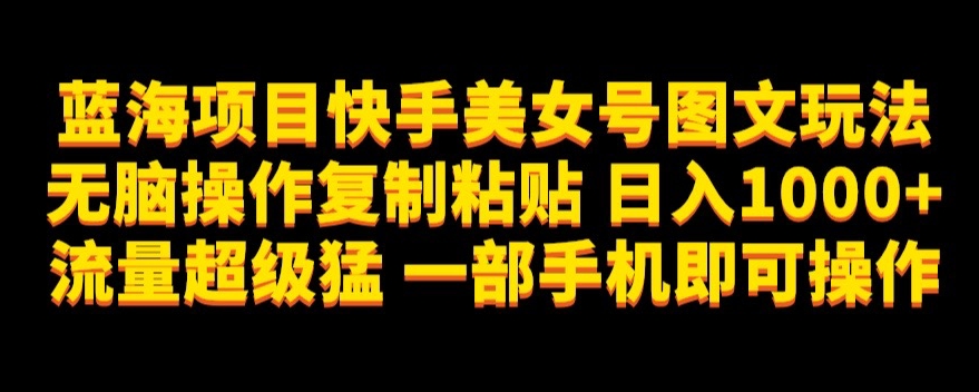 蓝海项目快手美女号图文玩法，无脑操作复制粘贴，日入1000+流量超级猛一部手机即可操作【揭秘】-云帆学社