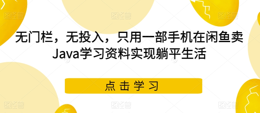 无门栏，无投入，只用一部手机在闲鱼卖Java学习资料实现躺平生活【揭秘】-云帆学社