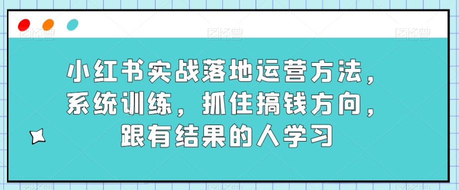 小红书实战落地运营方法，系统训练，抓住搞钱方向，跟有结果的人学习-云帆学社