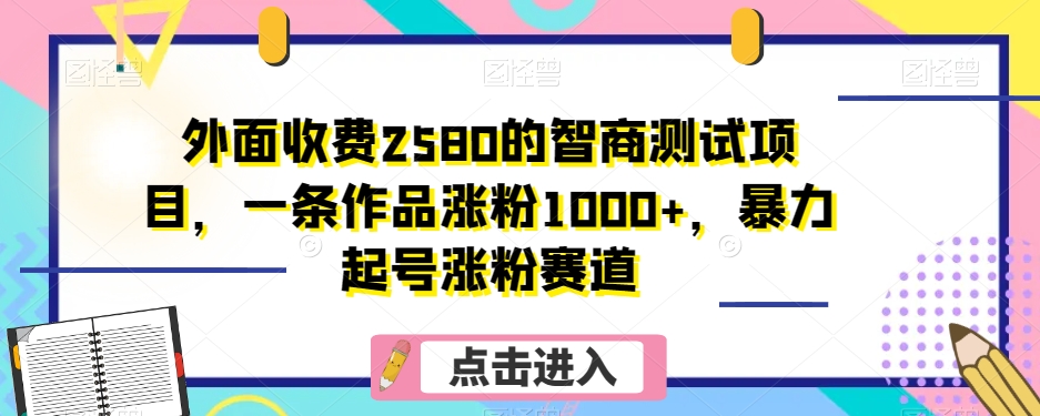 外面收费2580的智商测试项目，一条作品涨粉1000+，暴力起号涨粉赛道【揭秘】-云帆学社