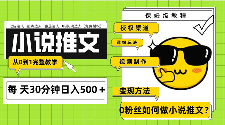 （7912期）Ai小说推文每天20分钟日入500＋授权渠道 引流变现 从0到1完整教学（7节课）-云帆学社