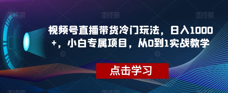 视频号直播带货冷门玩法，日入1000+，小白专属项目，从0到1实战教学【揭秘】-云帆学社