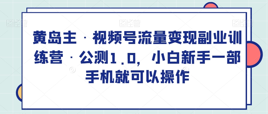 黄岛主·视频号流量变现副业训练营·公测1.0，小白新手一部手机就可以操作-云帆学社