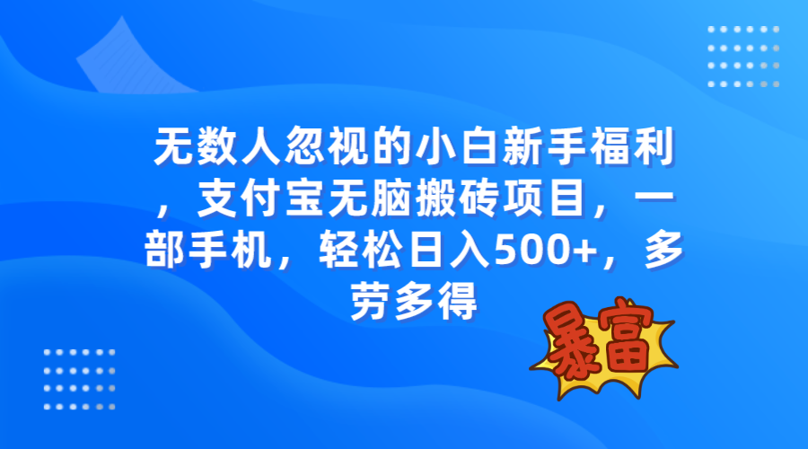 （7830期）无数人忽视的项目，支付宝无脑搬砖项目，一部手机即可操作，轻松日入500+-云帆学社