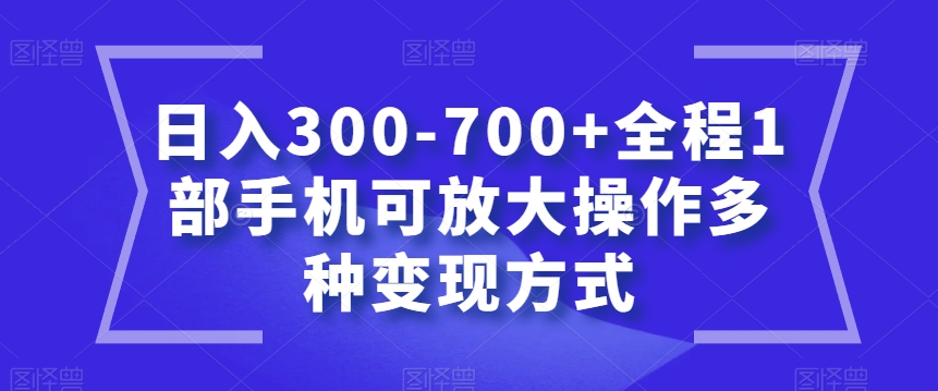 日入300-700+全程1部手机可放大操作多种变现方式【揭秘】-云帆学社