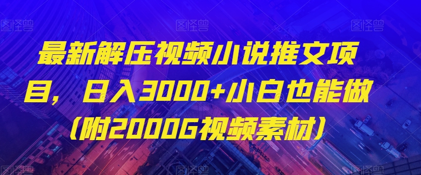 最新解压视频小说推文项目，日入3000+小白也能做（附2000G视频素材）【揭秘】-云帆学社