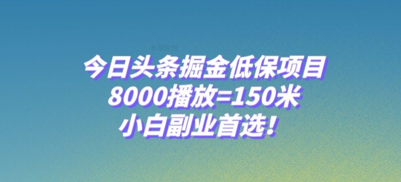 今日头条掘金低保项目，8000播放=150米，小白副业首选【揭秘】-云帆学社