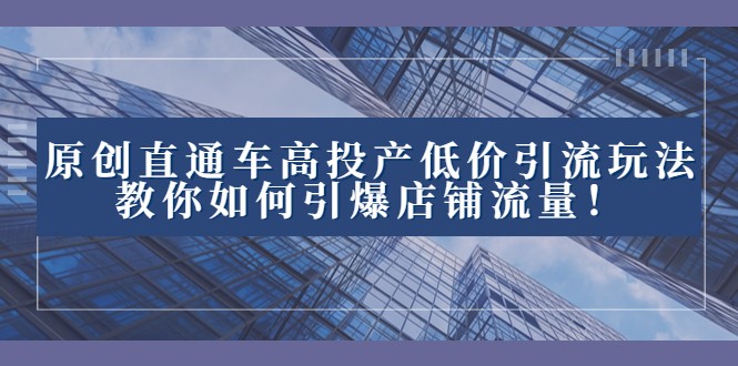 2023直通车高投产低价引流玩法，教你如何引爆店铺流量！-云帆学社