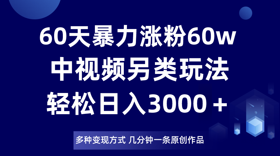 60天暴力涨粉60W，中视频另类玩法，日入3000＋，几分钟一条原创作品多种变现方式-云帆学社