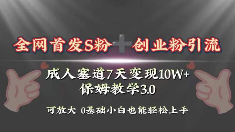 （8337期）全网首发s粉加创业粉引流变现，成人用品赛道7天变现10w+保姆教学3.0-云帆学社