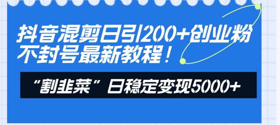 （8349期）抖音混剪日引200+创业粉不封号最新教程！“割韭菜”日稳定变现5000+！-云帆学社