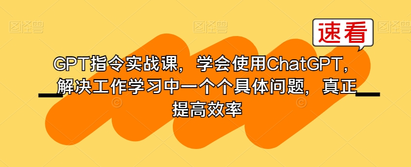 GPT指令实战课，学会使用ChatGPT，解决工作学习中一个个具体问题，真正提高效率-云帆学社