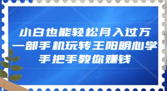 小白也能轻松月入过万，一部手机玩转王阳明心学，手把手教你赚钱【揭秘】-云帆学社