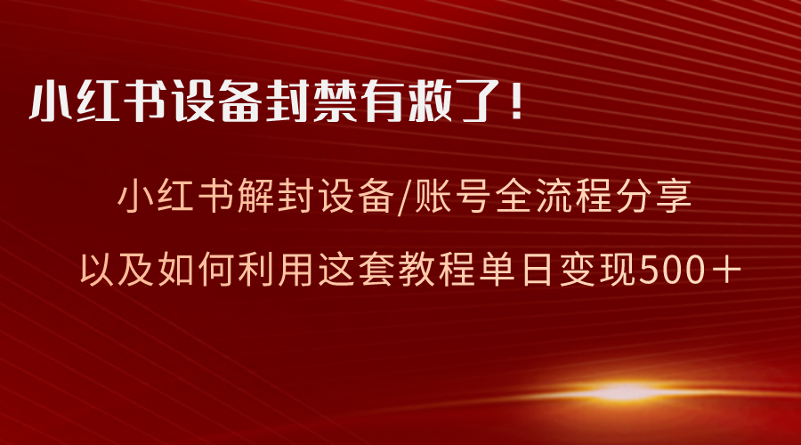 （8441期）小红书设备及账号解封全流程分享，亲测有效，以及如何利用教程变现-云帆学社