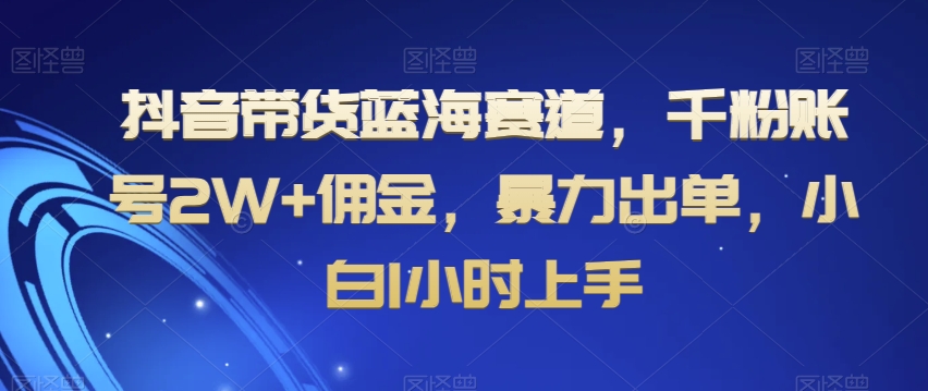 抖音带货蓝海赛道，千粉账号2W+佣金，暴力出单，小白1小时上手【揭秘】-云帆学社