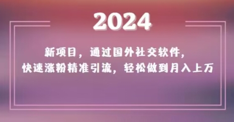 2024新项目，通过国外社交软件，快速涨粉精准引流，轻松做到月入上万【揭秘】-云帆学社