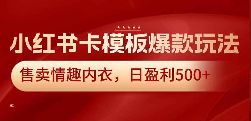 小红书卡模板爆款玩法，售卖情趣内衣，日盈利500+-云帆学社