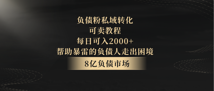 负债粉私域转化，可卖教程，每日可入2000+，无需经验-云帆学社