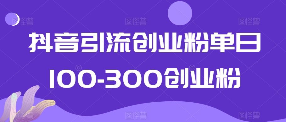 抖音引流创业粉单日100-300创业粉-云帆学社