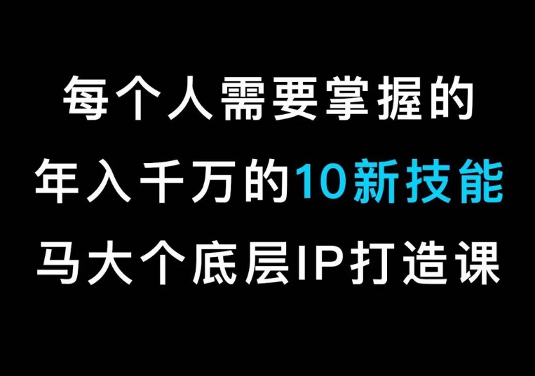 马大个的IP底层逻辑课，​每个人需要掌握的年入千万的10新技能，约会底层IP打造方法！-云帆学社