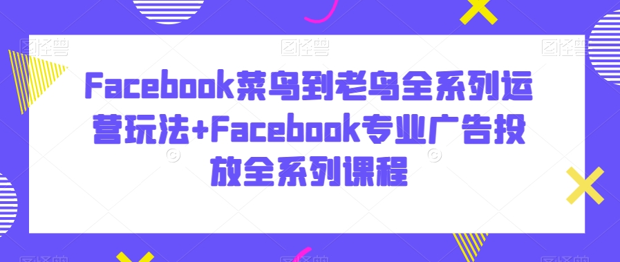 Facebook菜鸟到老鸟全系列运营玩法+Facebook专业广告投放全系列课程-云帆学社