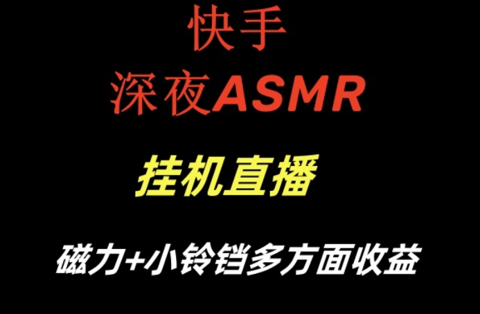 快手深夜性感ASMR挂机直播，磁力+小铃铛收益（附带工具和5G素材）-云帆学社