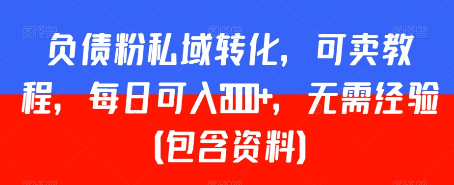 负债粉私域转化，可卖教程，每日可入2000+，无需经验（包含资料）-云帆学社