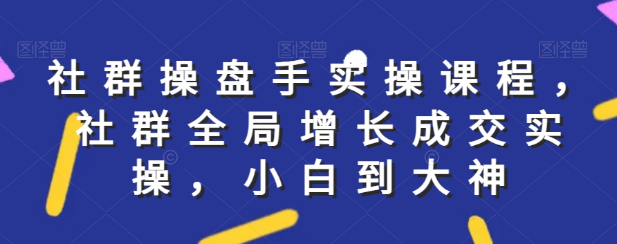 社群实操课程，社群全局增长成交实操，小白到大神-云帆学社