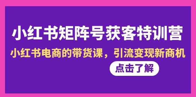 小红书矩阵号获客特训营-第10期，小红书电商的带货课，引流变现新商机-云帆学社