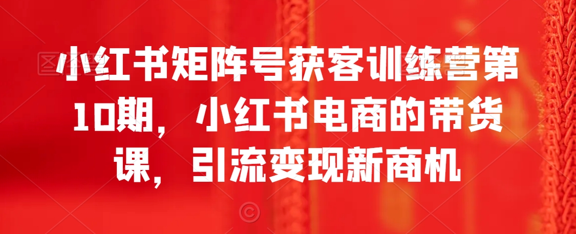 小红书矩阵号获客训练营第10期，小红书电商的带货课，引流变现新商机-云帆学社