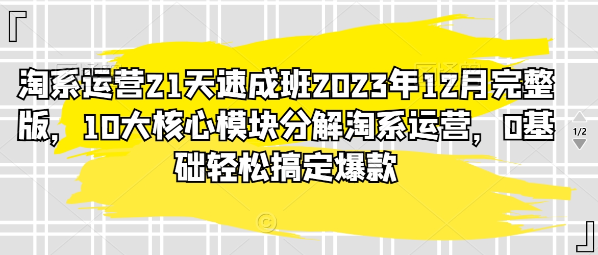 淘系运营21天速成班2023年12月完整版，10大核心模块分解淘系运营，0基础轻松搞定爆款-云帆学社